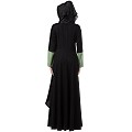Polka dotted asymmetrical dress abaya- Green-Black Polka dotted asymmetrical dress abaya- Green-Black